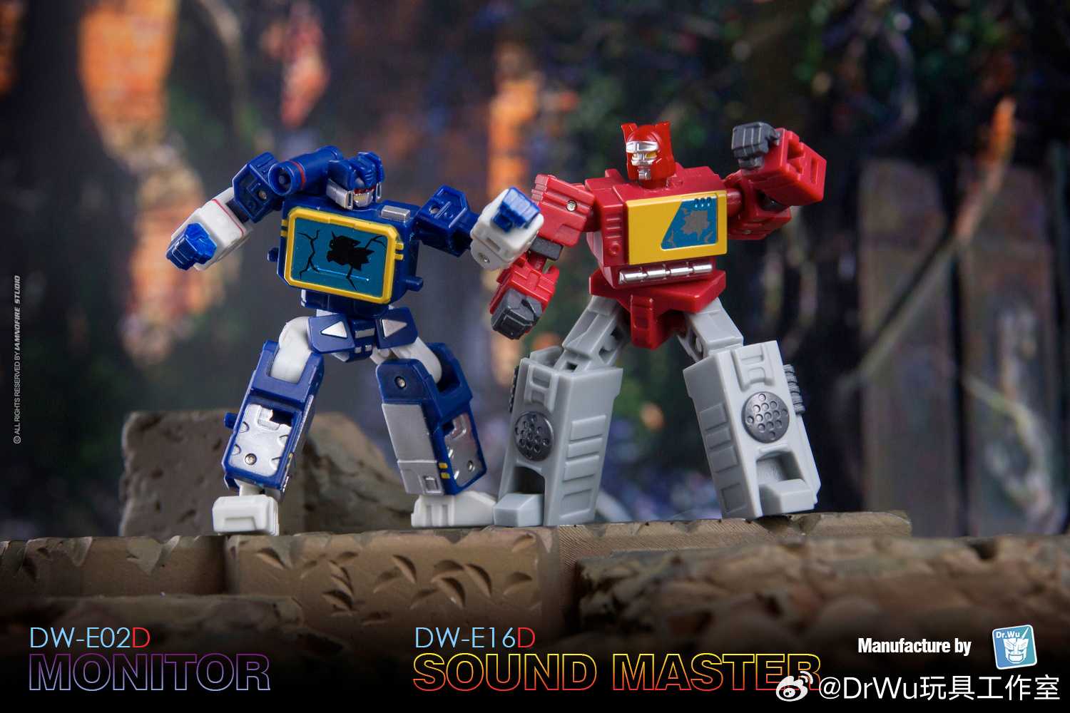 Dr Wu DW-E02D Monitor & DW-E16D Sound Master (Battle Damaged Soundwave & Blaster) Color Prototypes