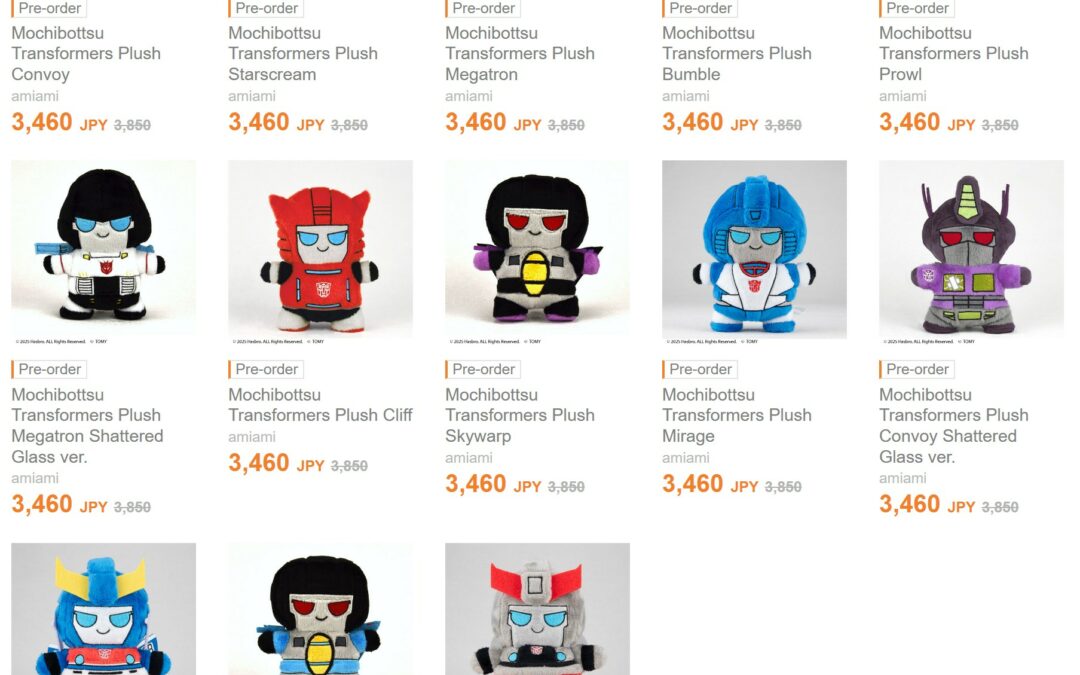 AmiAmi Reveals Extensive Lineup of Exclusive Mochibottsu Transformers Plush