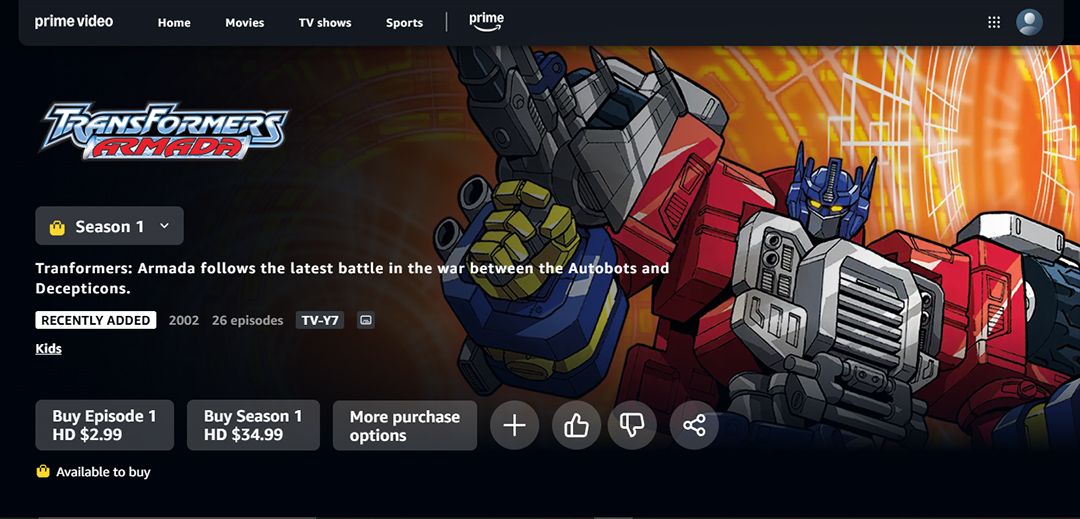 Transformers: Armada Available For Digital Download Purchase