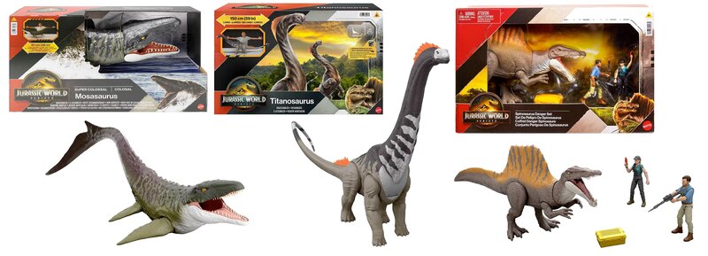 Pre-order Alert: Mattel Jurassic World Rebirth Super Colossal Titanosaurus Dinosaur, Storypack with Exclusive Spinosaurus & Colossal Mosasaurus