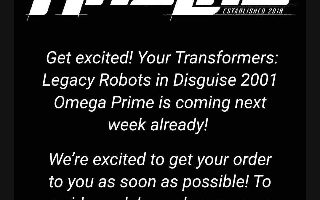 Transformers HasLab Omega Prime Shipping Address Confirmation E-Mails Sent By Hasbro UK