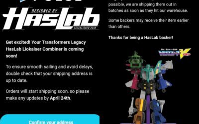Transformers HasLab Liokaiser Shipping Address Confirmation E-Mails Sent By Hasbro