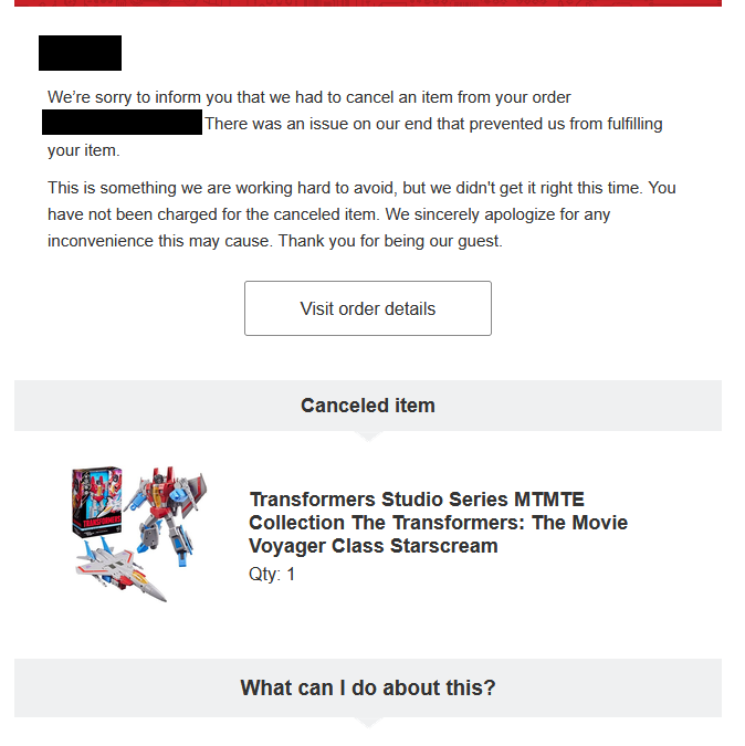 Target Pre-Orders for MTMTE Starscream, Prowl Being Cancelled