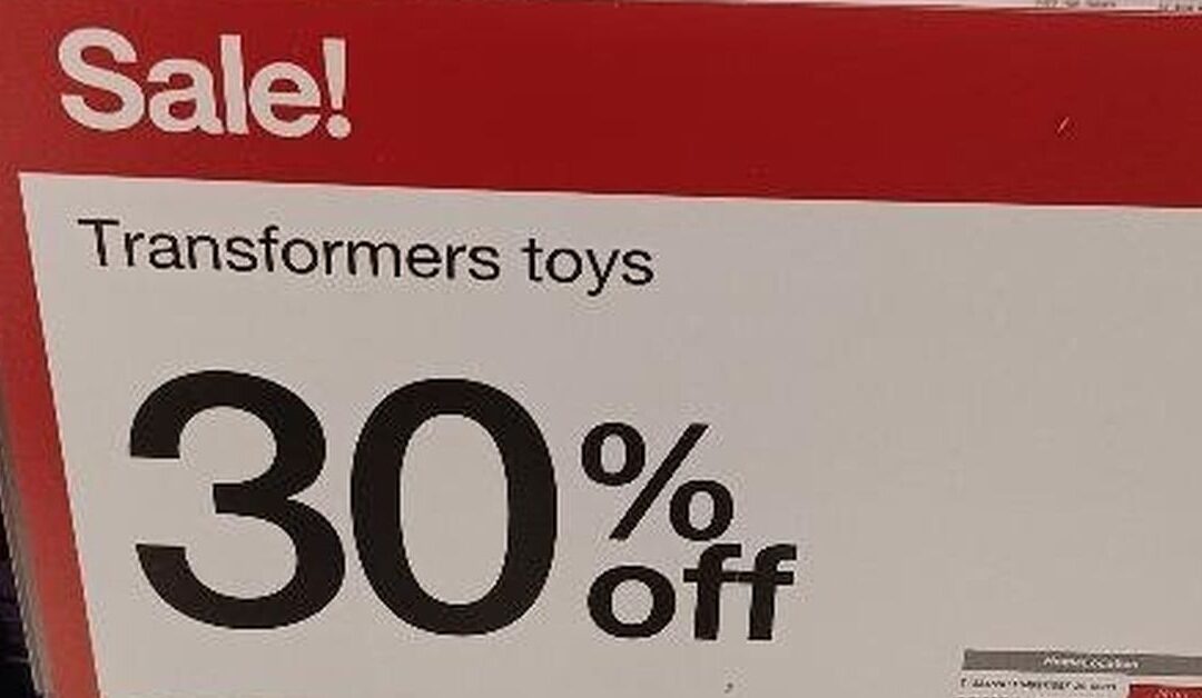 Big Target Deal 30% Off All Transformers